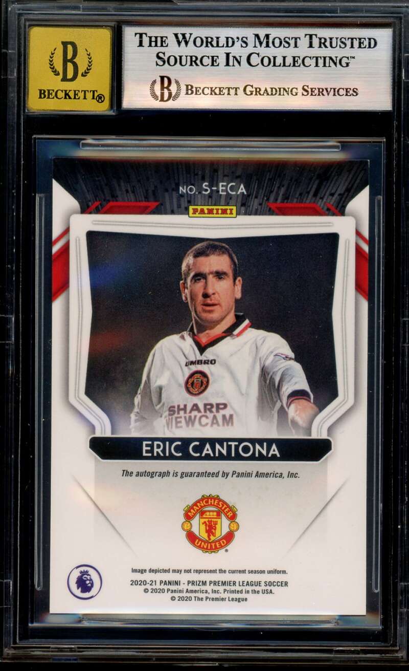 Eric Cantona Card 2020-21 Panini Prizm EPL Signatures (pop 3) #30 BGS 9.5 Image 2