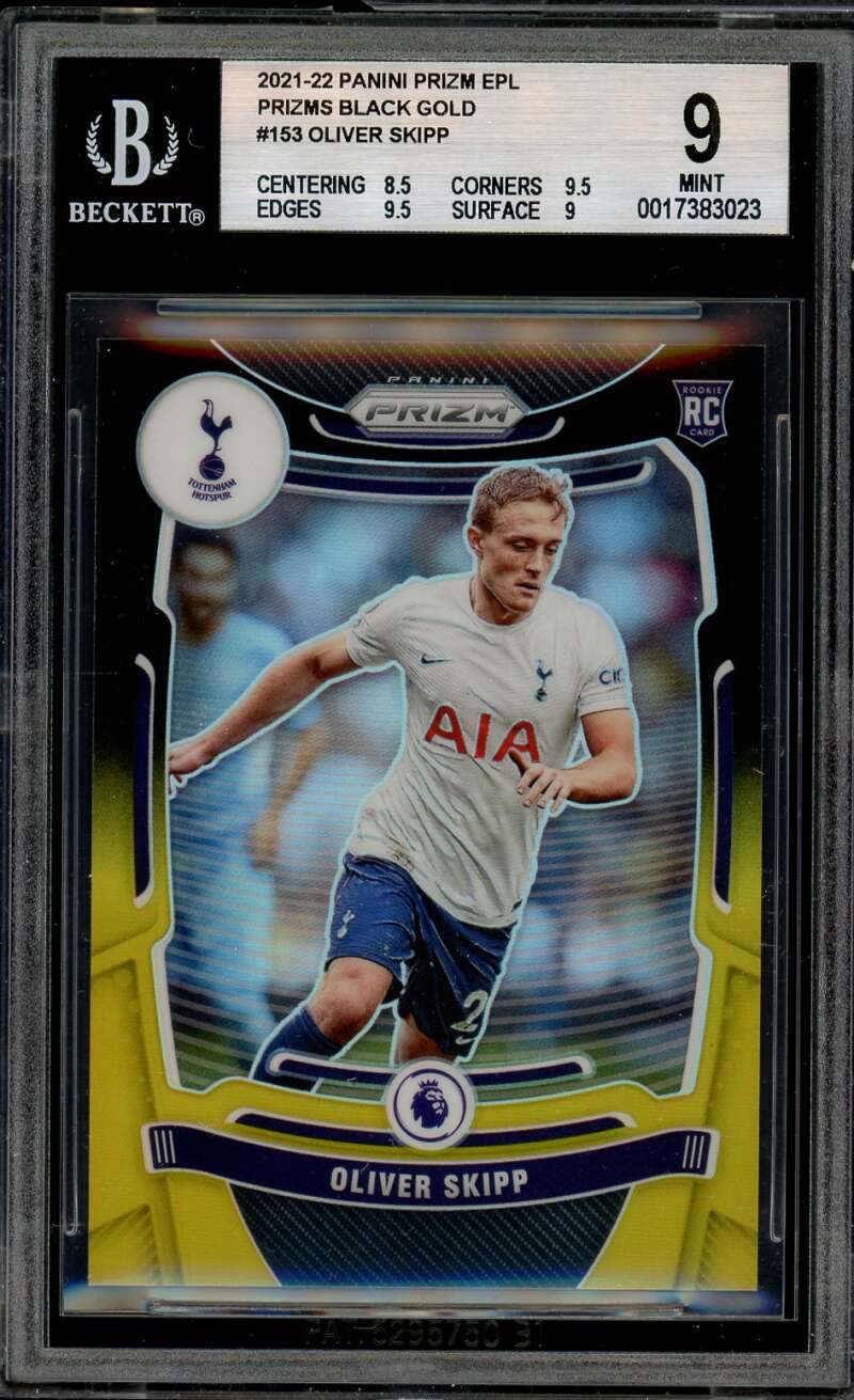 Oliver Skipp Card Panini Prizm EPL Prizms Black Gold (1 of 1) #153 BGS 9 Image 1