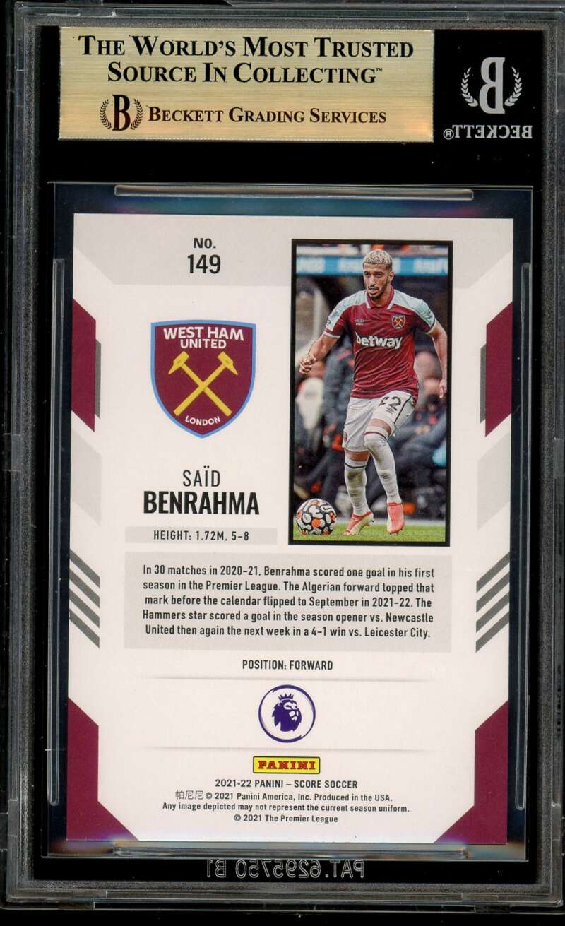 Said Benrahma Card 2021-22 Score Premier League Black Lava (1 of 1) #149 BGS 9.5 Image 2