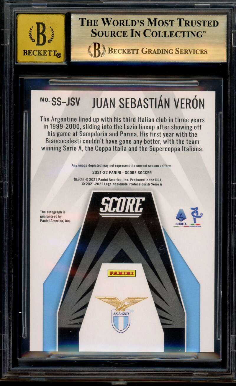 Juan Sebastian Veron Card 2021-22 Score Signatures Gold (9 of 10) #ssjsv BGS 9.5 Image 2