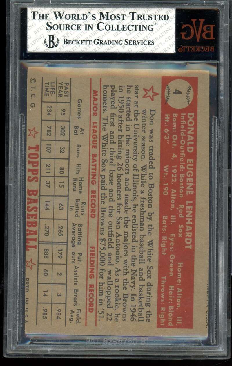 Don Lenhardt Card 1952 Topps #4 BGS BVG 1.5 Image 2