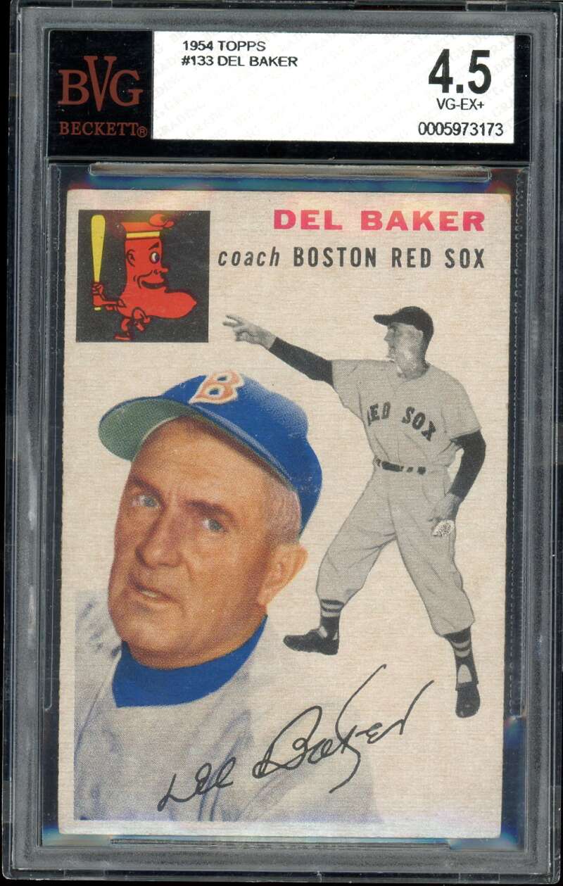 Del Baker Card 1954 Topps #133 BGS BVG 4.5 Image 1