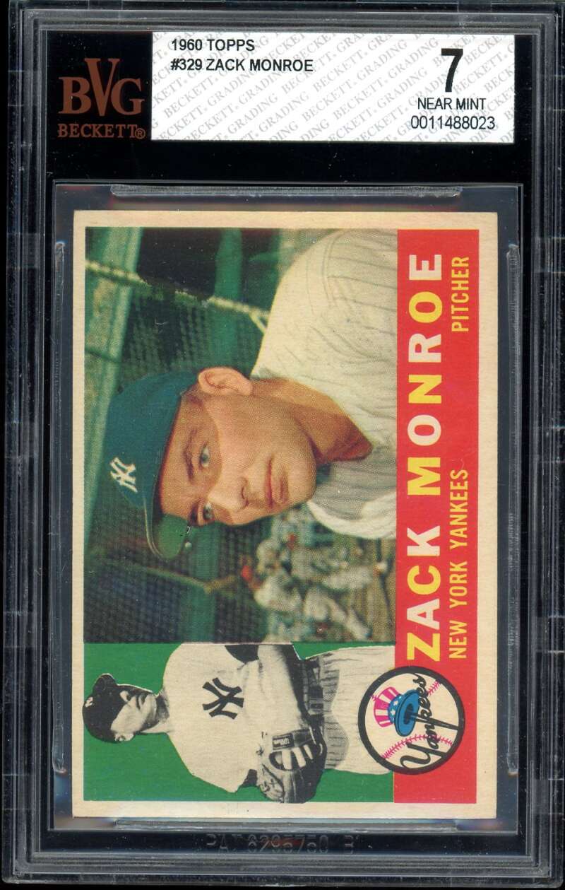 Zack Monroe Card 1960 Topps #329 BGS BVG 7 Image 1