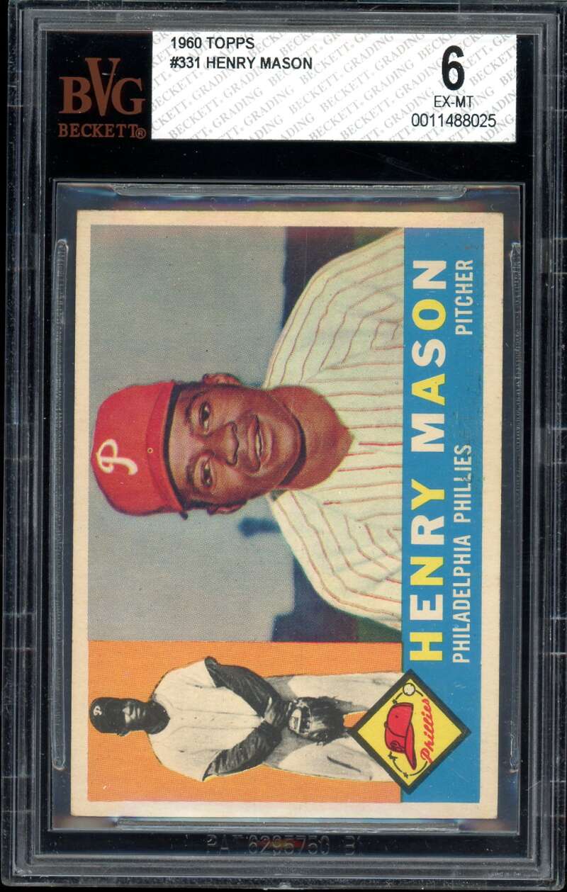 Henry Mason Card 1960 Topps #331 BGS BVG 6 Image 1