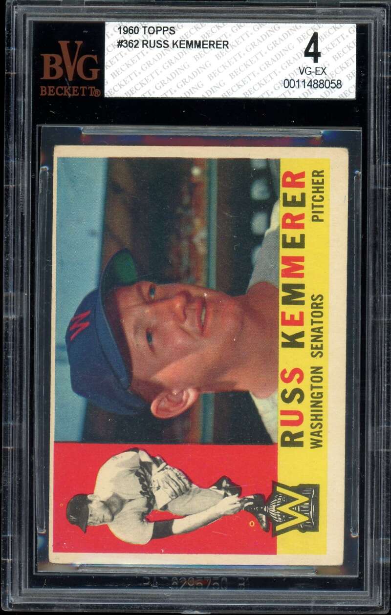 Russ Kemmerer Card 1960 Topps #362 BGS BVG 4 Image 1