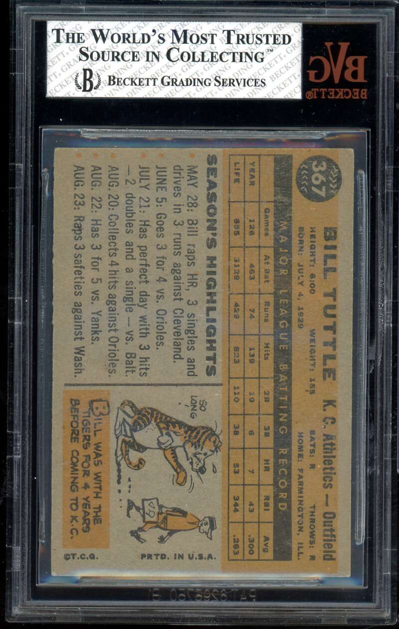 Bill Tuttle Card 1960 Topps #367 BGS BVG 5.5 Image 2