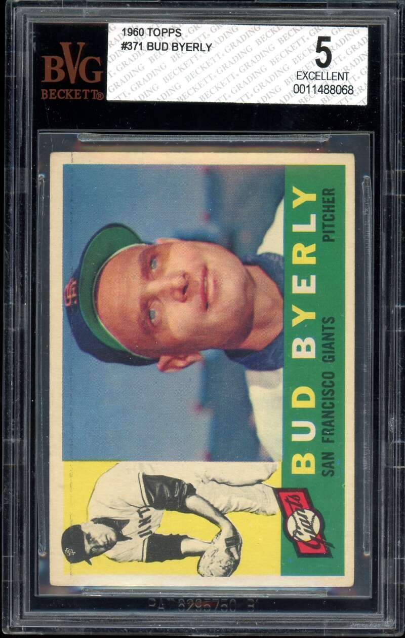 Bud Byerly Card 1960 Topps #371 BGS BVG 5 Image 1