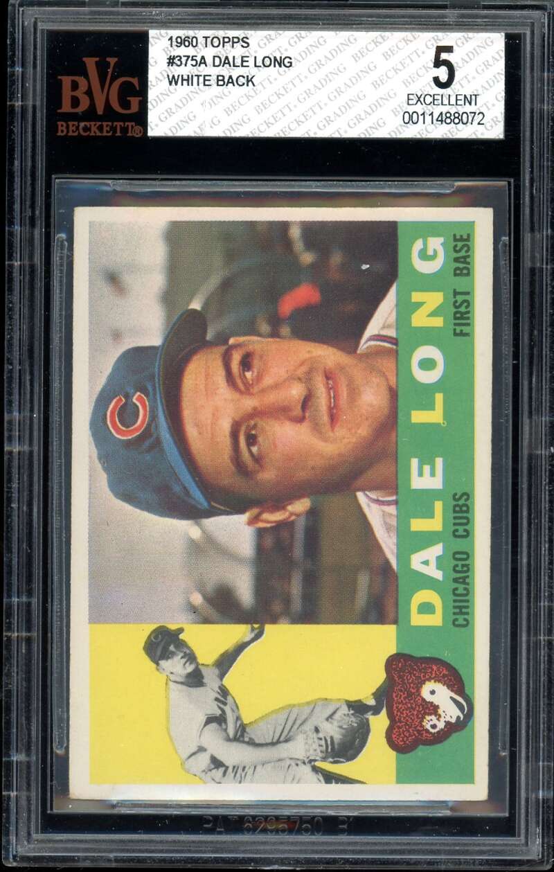 Dale Long Card 1960 Topps White Back #375A BGS BVG 5 Image 1