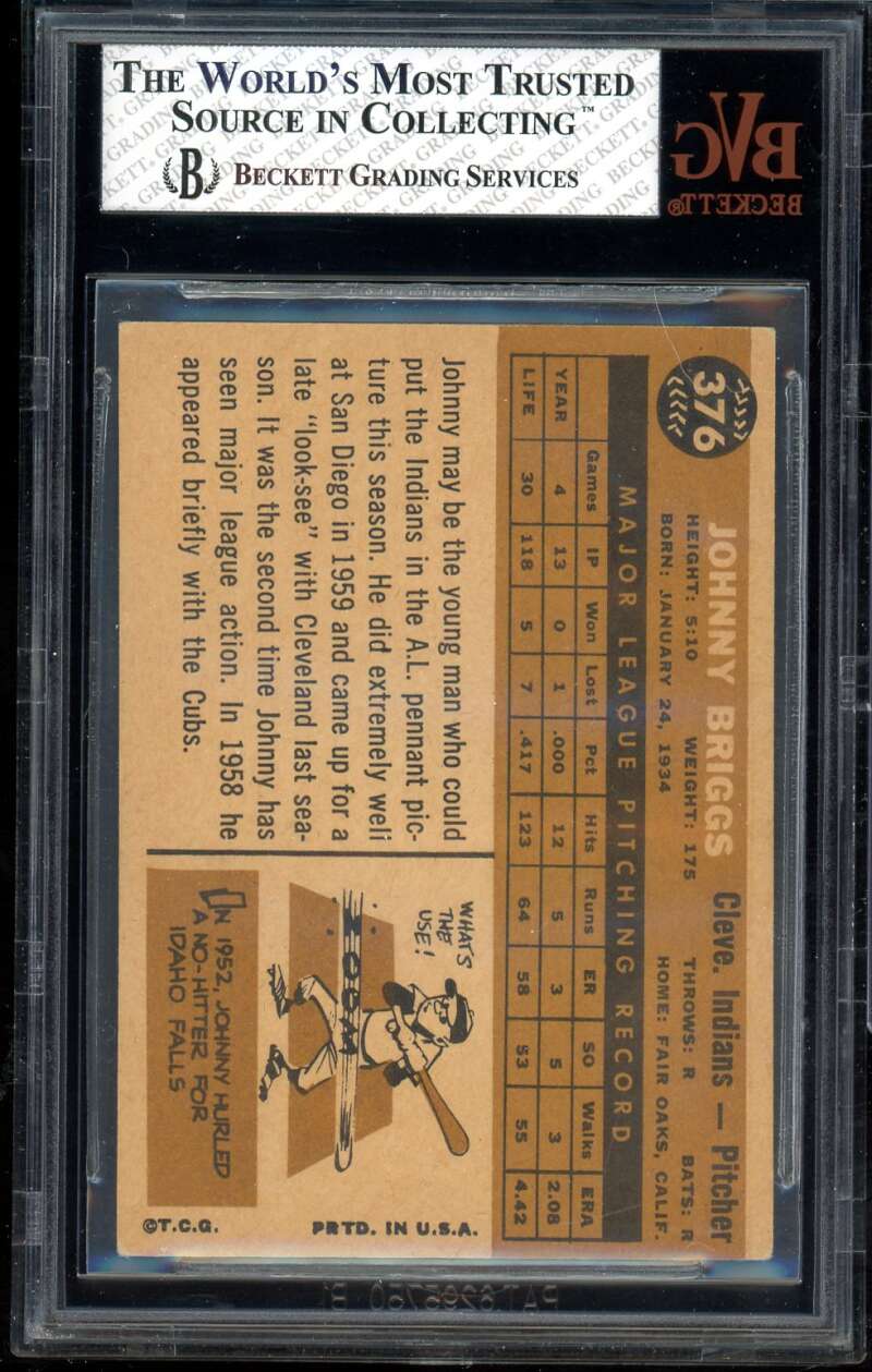 John Briggs Card 1960 Topps White Back #376A BGS BVG 4.5 Image 2