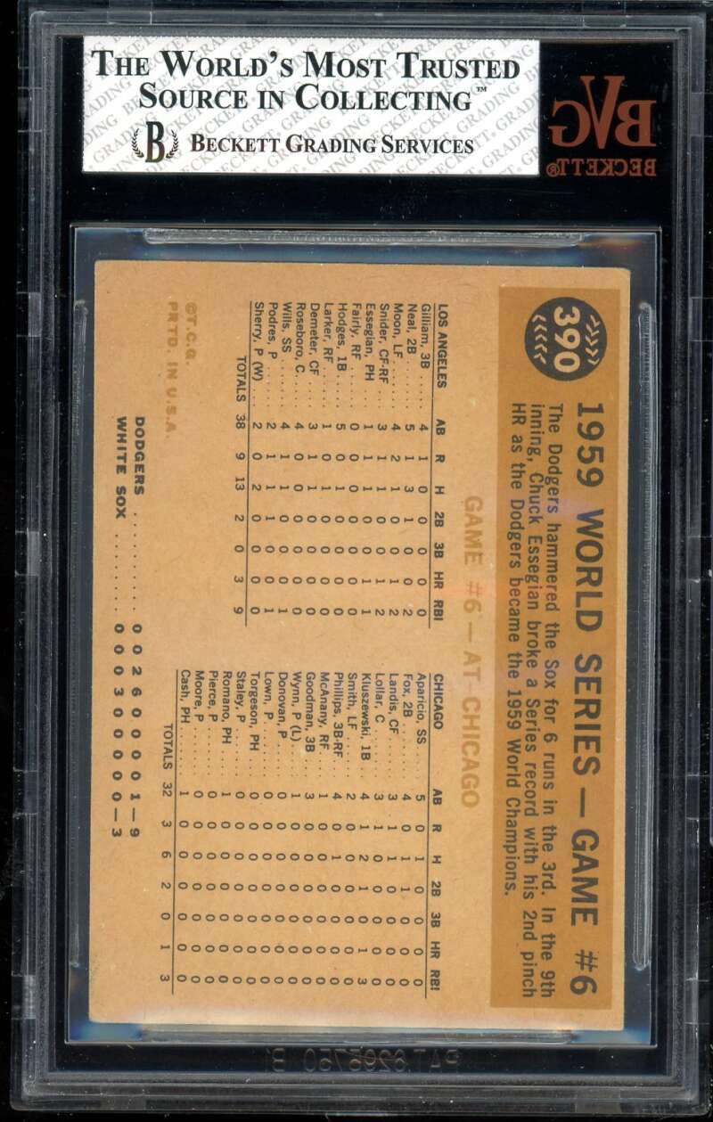 World Series Game 6/Scrambling After Ball 1960 Topps White back #390 BGS BVG 6 Image 2