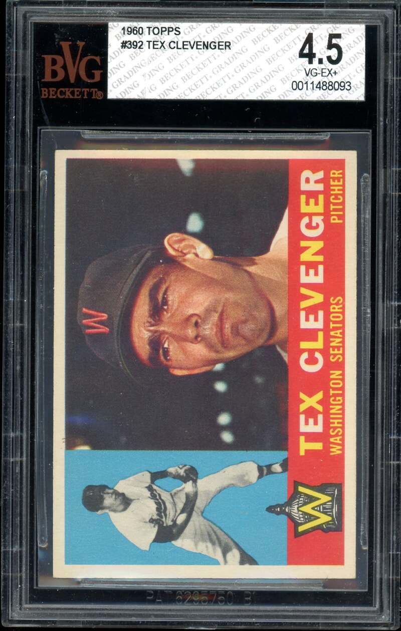 Tex Clevenger Card 1960 Topps #392 BGS BVG 4.5 Image 1