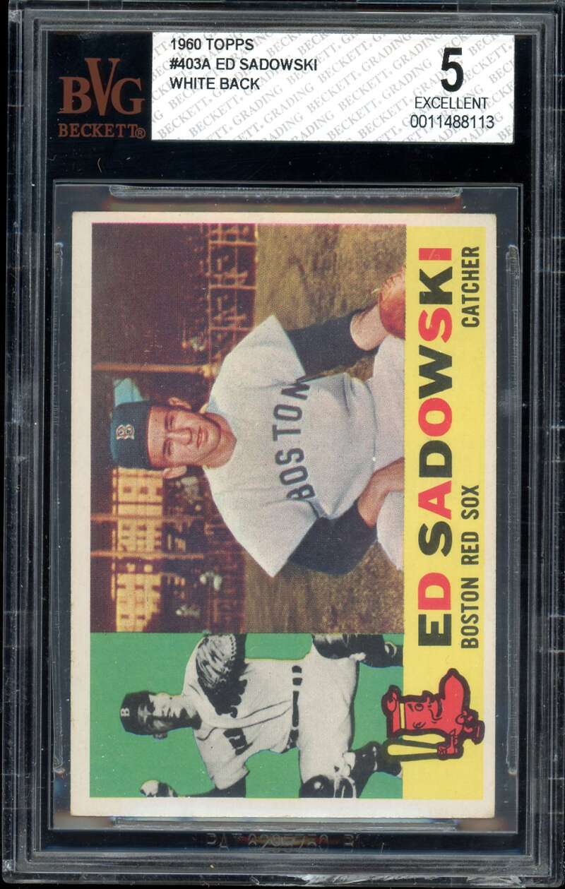 Ed Sadowski Card 1960 Topps White Back #403A BGS 5 Image 1