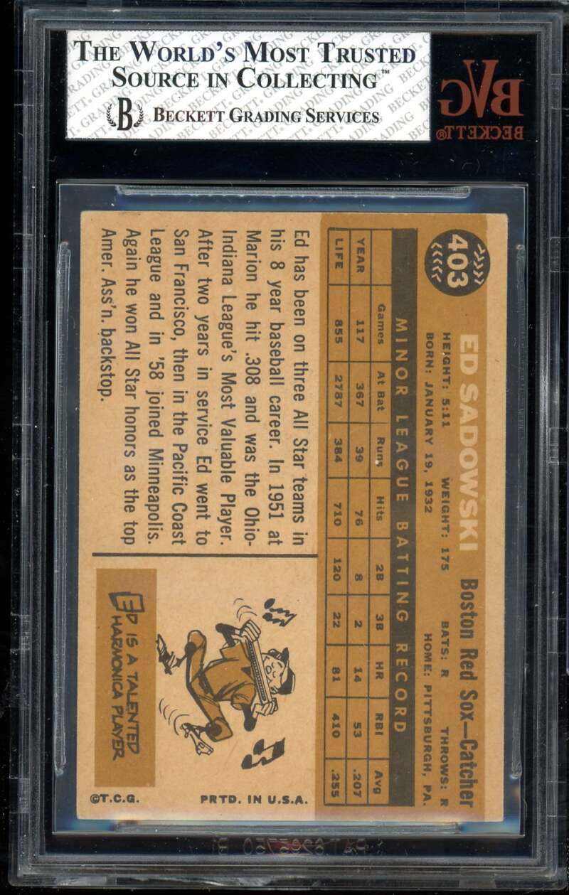 Ed Sadowski Card 1960 Topps White Back #403A BGS 5 Image 2