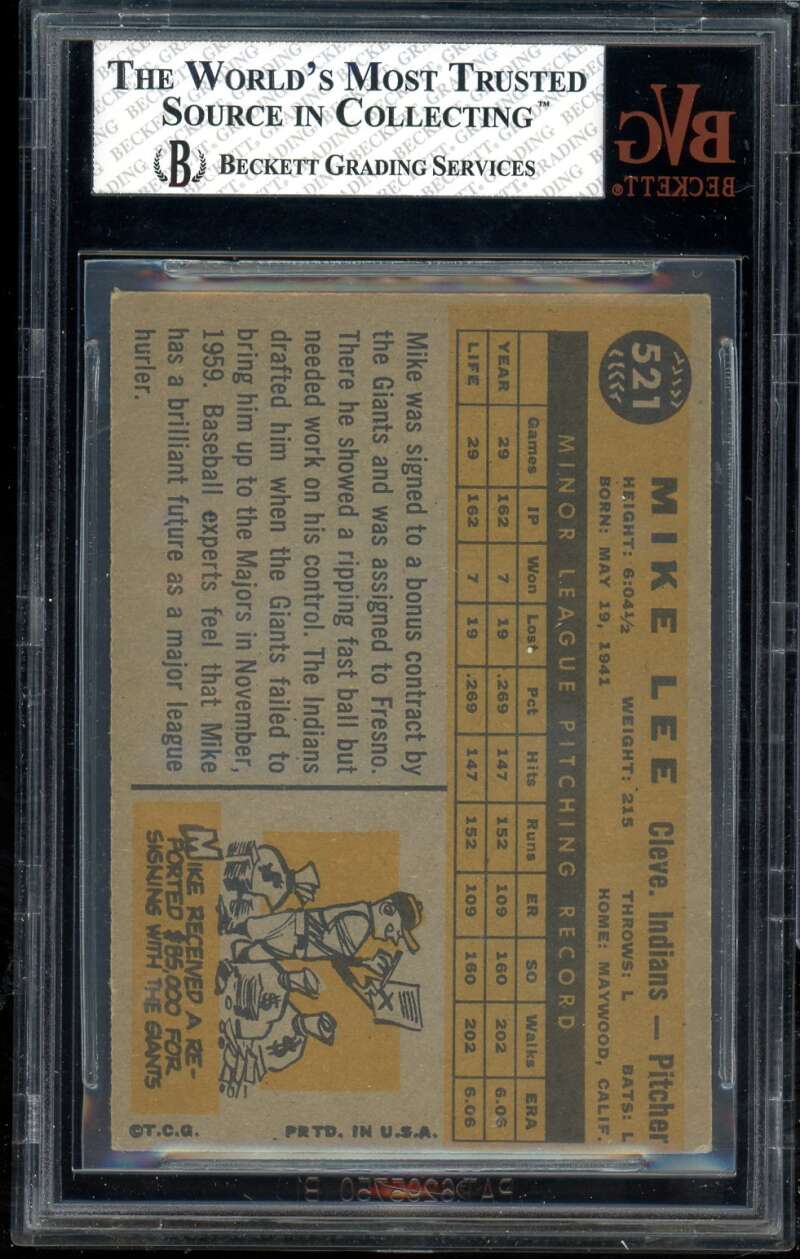 Mike Lee Card 1960 Topps #521 BGS BVG 6.5 Image 2