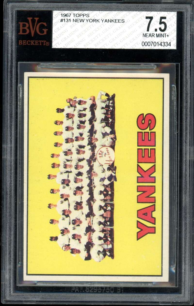 New York Yankees Team Card Card 1967 Topps #131 BGS BVG 7.5 Image 1