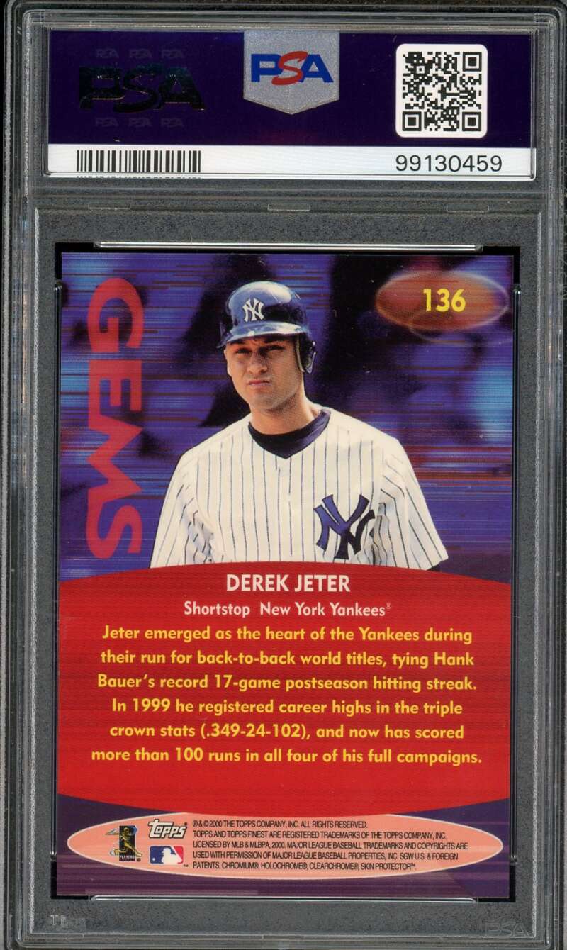 Derek Jeter Card 2000 Finest #136 PSA 10 Image 2