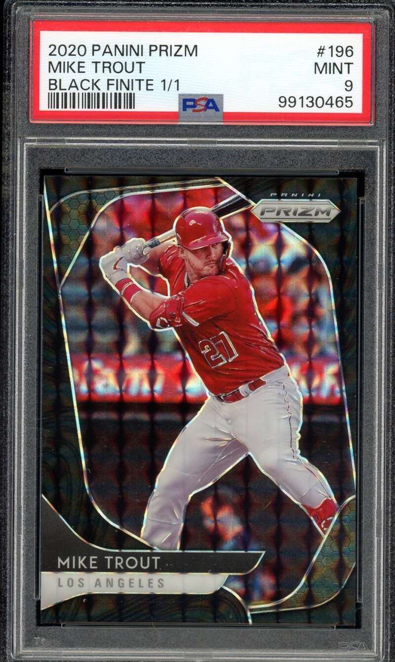 Mike Trout Card 2020 Panini Prizm Black Finite (1 of 1) #196 PSA 9 Image 1