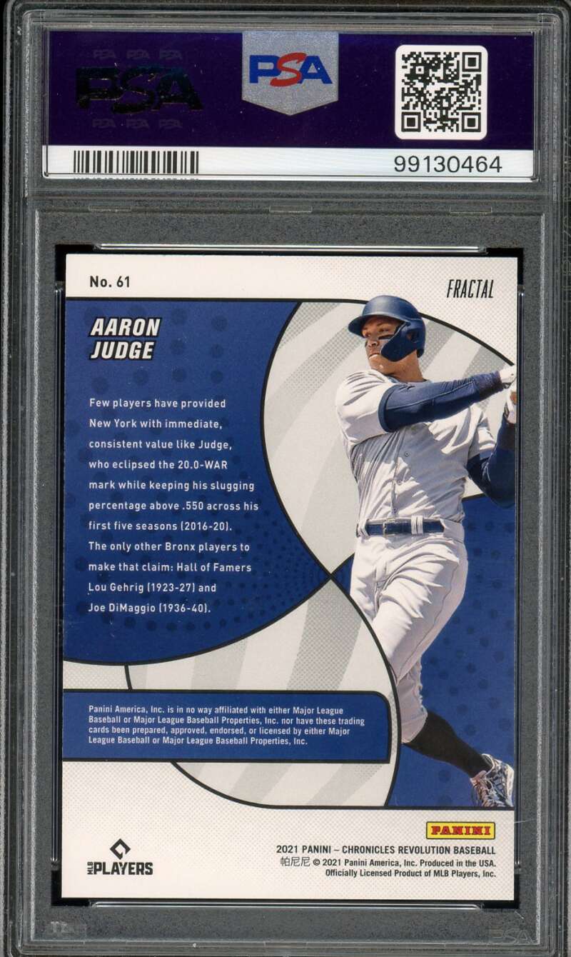 Aaron Judge Card 2021 Panini Chronicles Revolution Fractal (pop 1) #61 PSA 9 Image 2