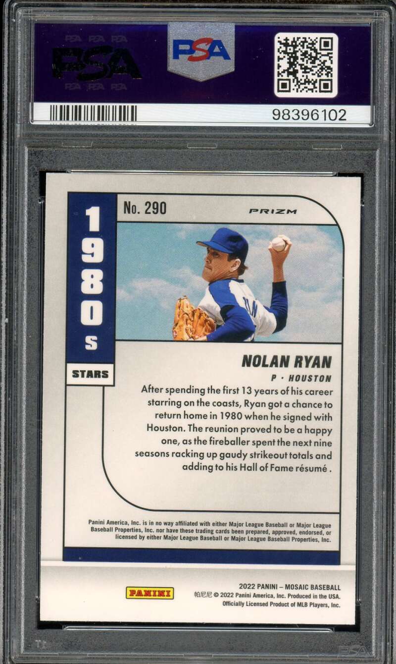 Nolan Ryan Card 2022 Mosaic Camo Blue (pop 2) #290 PSA 10 Image 2
