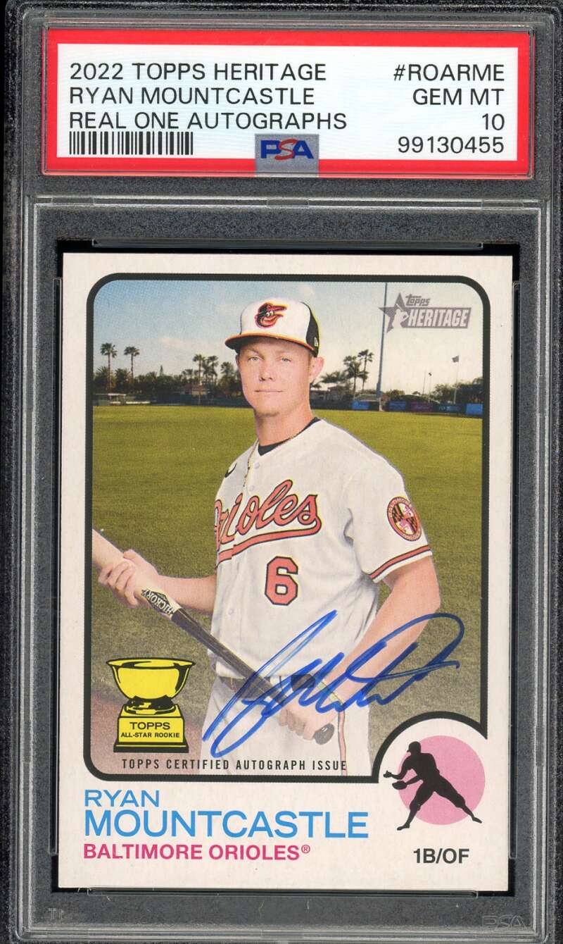 Ryan Mountcastle Rookie 2022 Topps Heritage Real One Autographs #Roarme PSA 10 Image 1