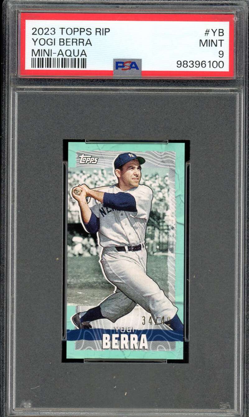 Yogi Berra Card 2023 Topps Rip Mini Aqua (pop 1) #YB PSA 9 Image 1