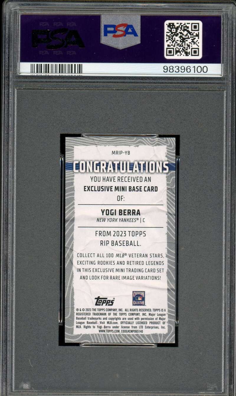 Yogi Berra Card 2023 Topps Rip Mini Aqua (pop 1) #YB PSA 9 Image 2