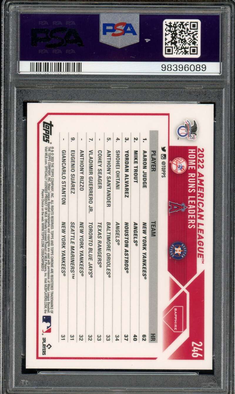 Aaron Judge / Mike Trout / Yordan Alvarez Card 2023 Topps Sapphire #246 PSA 10 Image 2