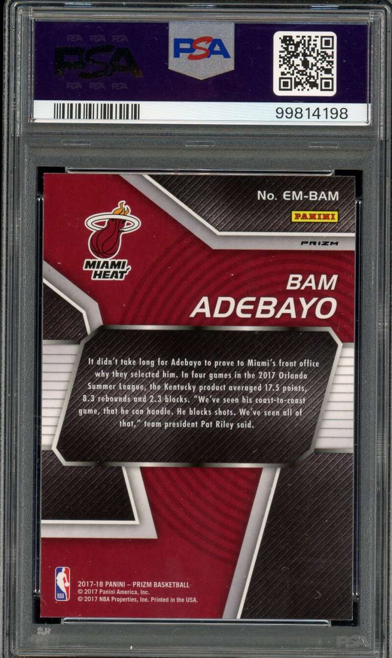 Bam Adebayo Rookie Card 2017-18 Panini Prizm Emergent Fast Break #EMBAM PSA 10 Image 2