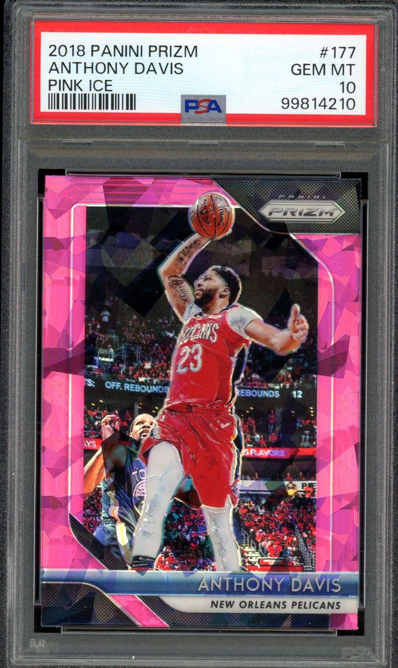 Anthony Davis Card 2018-19 Panini Prizm Pink Ice #177 PSA 10 Image 1