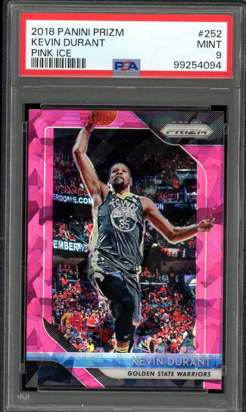 Kevin Durant Card 2018-19 Panini Prizm Pink Ice #252 PSA 9 Image 1