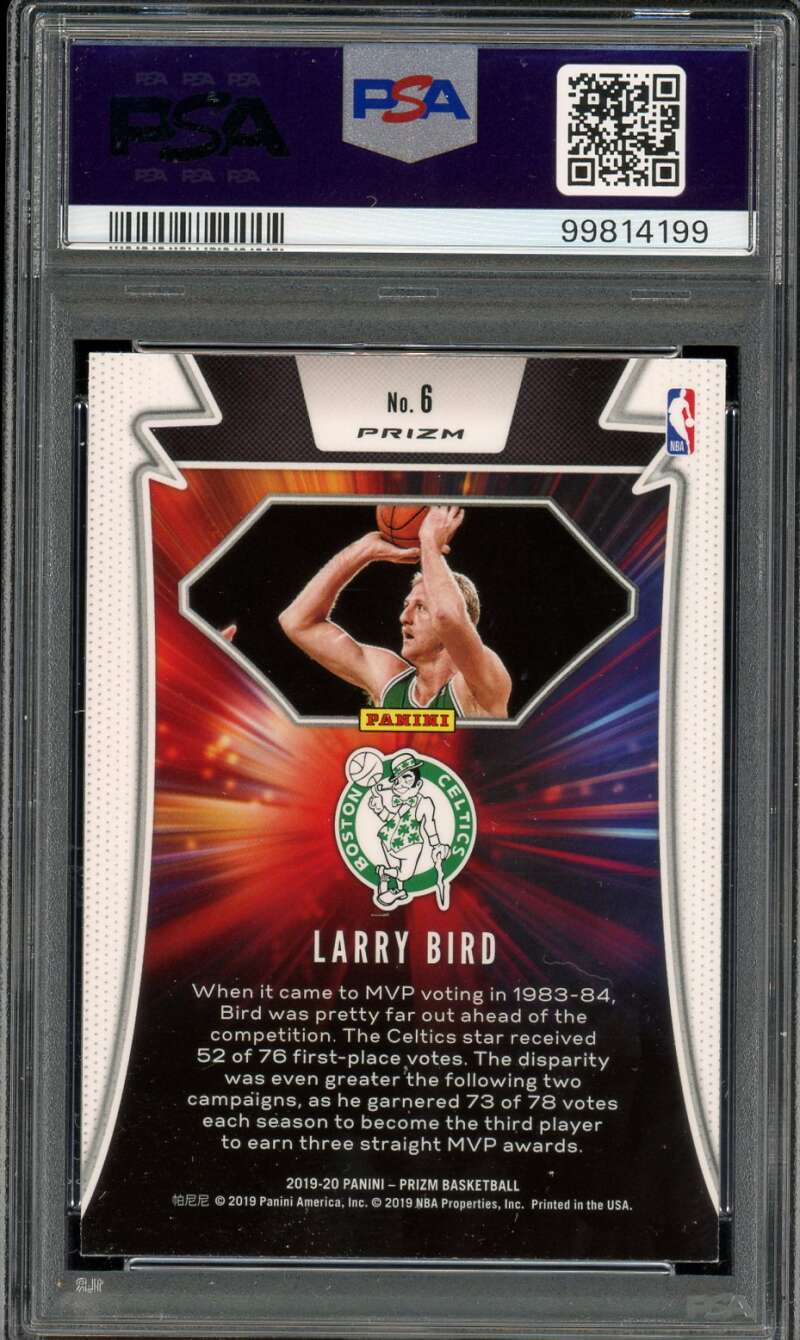 Larry Bird Card 2019-20 Panini Prizm Far Out Silver Prizm (pop 3) #6 PSA 9 Image 2