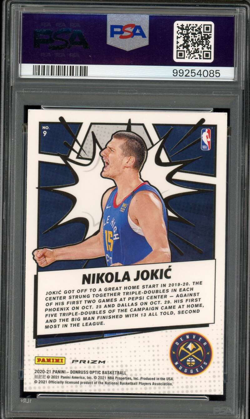 Nikola Jokic Card 2020-21 Donruss Optic My House Purple #9 PSA 9 Image 2