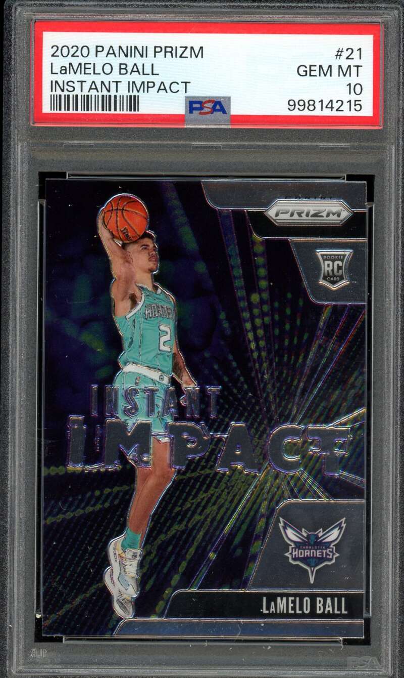 Lamelo Ball Rookie Card 2020-21 Panini Prizm Instant Impact #21 PSA 10 Image 1