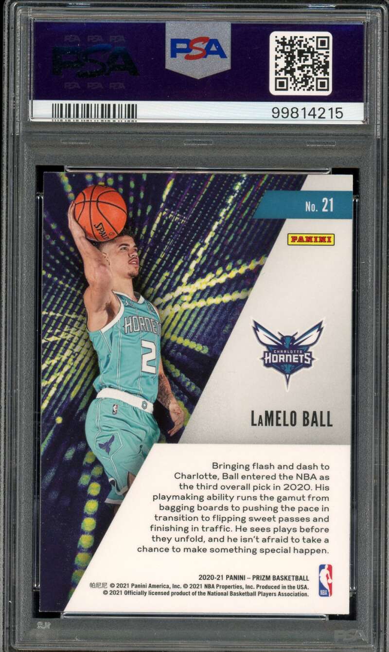 Lamelo Ball Rookie Card 2020-21 Panini Prizm Instant Impact #21 PSA 10 Image 2