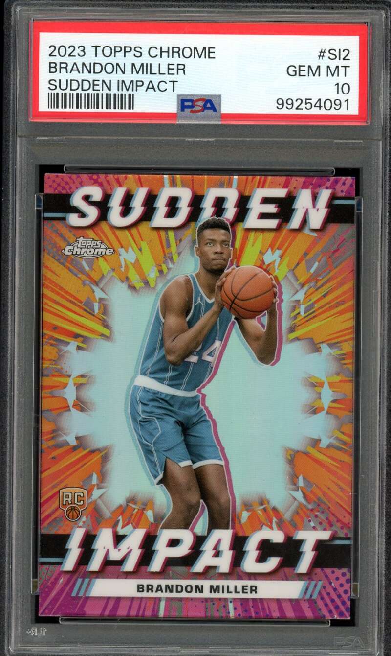 Brandon Miller Rookie Card 2023-24 Topps Chrome Sudden Impact #SI2 PSA 10 Image 1