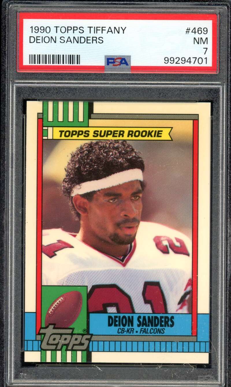 Deion Sanders Card 1990 Topps Tiffany #469 PSA 7 Image 1