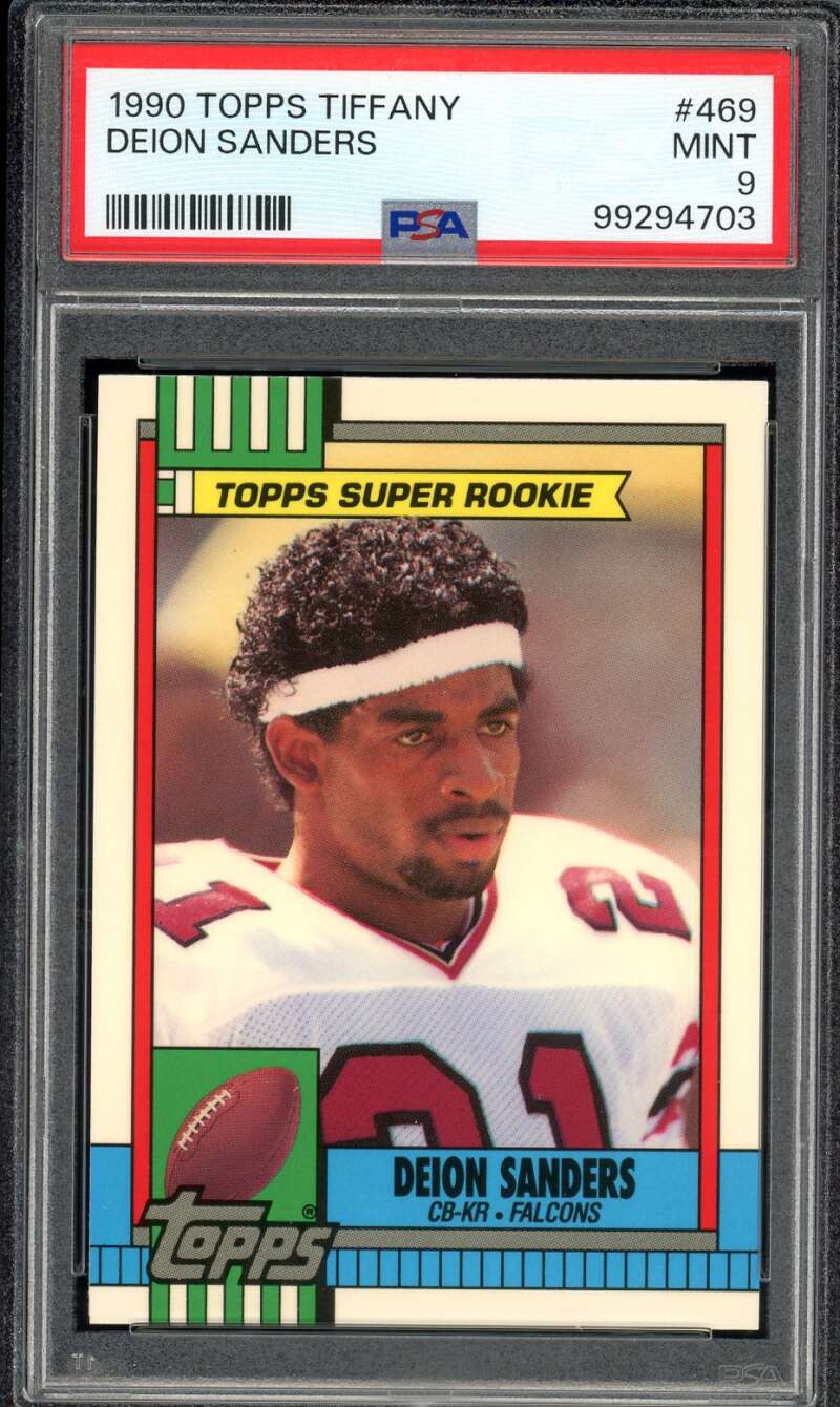 Deion Sanders Card 1990 Topps Tiffany #469 PSA 9 Image 1