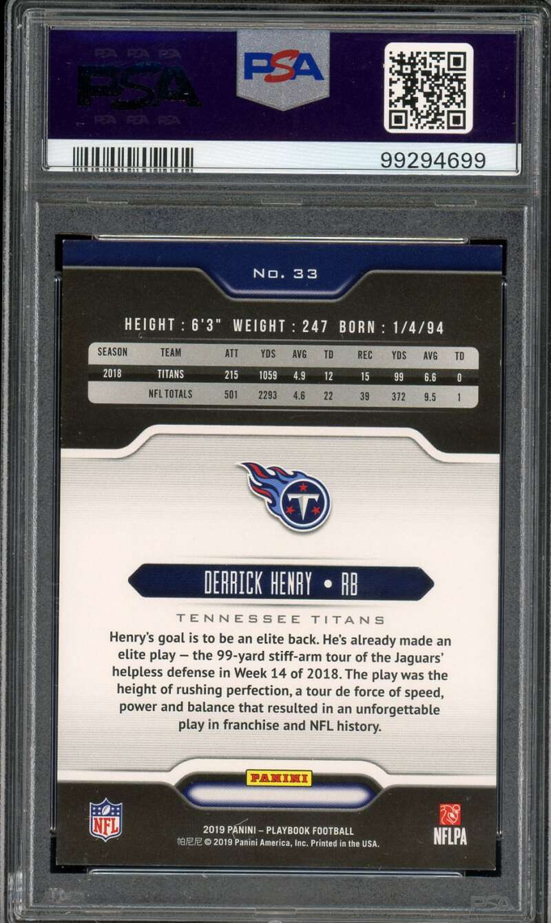 Derrick Henry Card 2019 Panini Playbook (#d 2/10) #33 PSA 7 Image 2