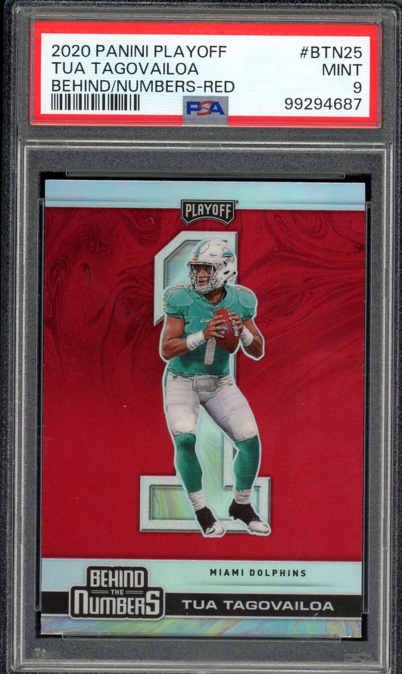 Tua Tagovailoa Rookie 2020 Panini Playoff Behind The Numbers Red #BTN25 PSA 9 Image 1