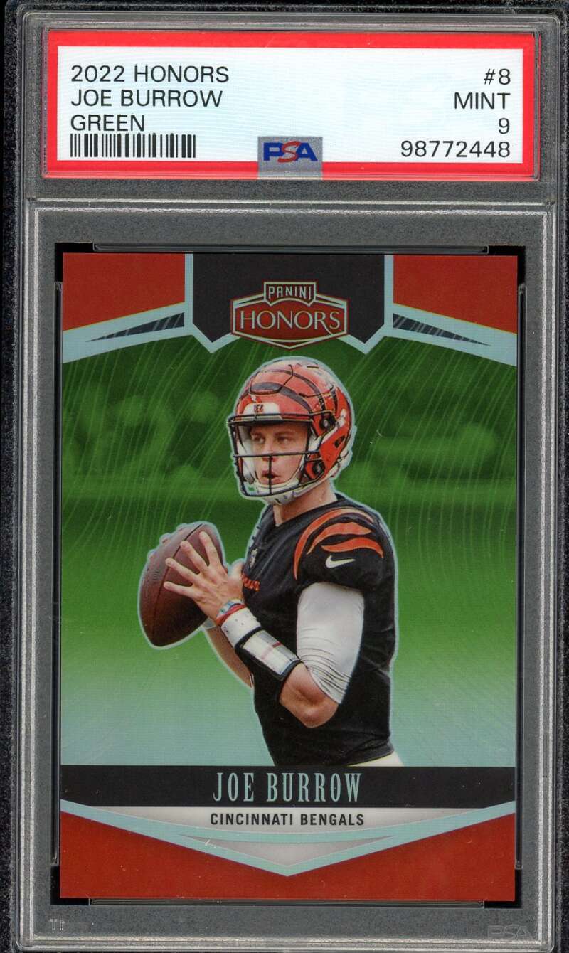 Joe Burrow Card 2022 Honors Green(#d 10/25) #8 PSA 9 Image 1