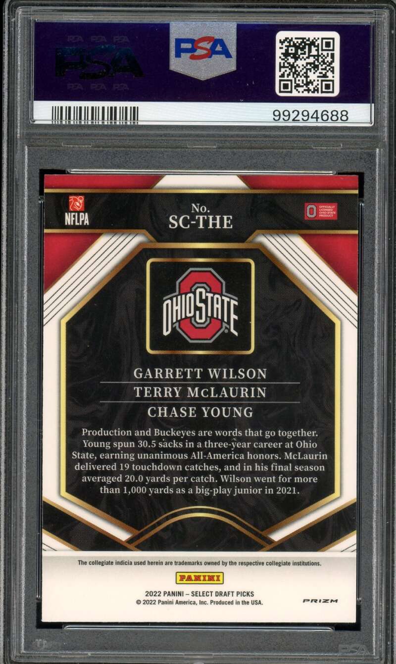 Terry McLaurin/Zach Wilson/Chase Young Rookie 2022 Select Silver #SCTHE PSA 9 Image 2