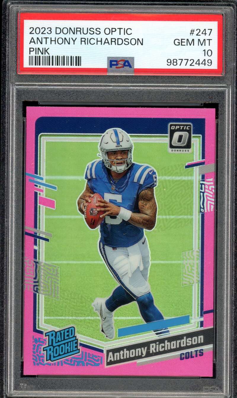Anthony Richardson Rookie Card 2023 Donruss Optic Pink #247 PSA 10 Image 1