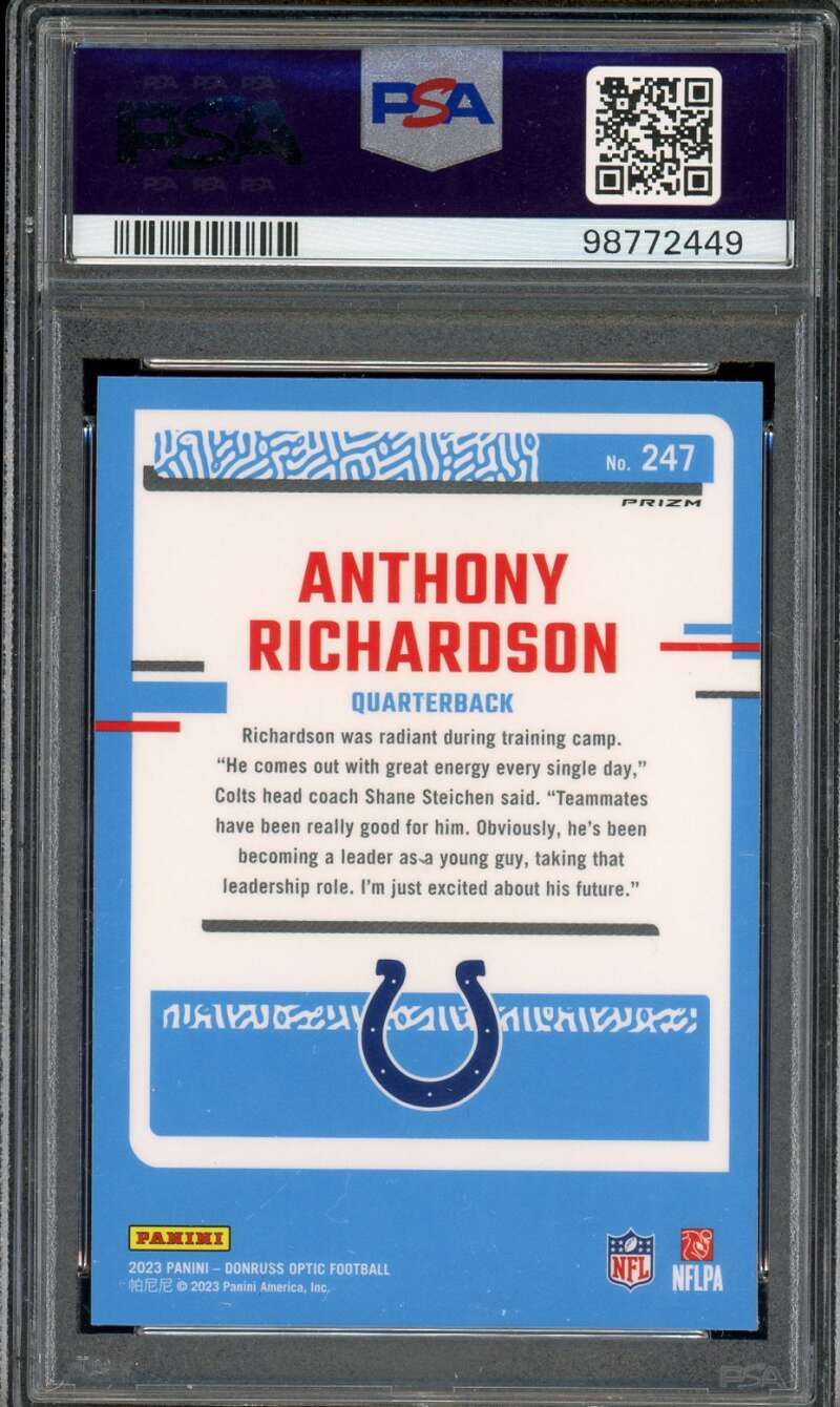 Anthony Richardson Rookie Card 2023 Donruss Optic Pink #247 PSA 10 Image 2