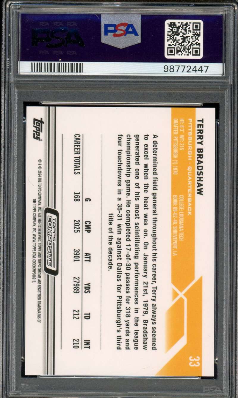 Terry Bradshaw Card 2023 Topps Composite Gold Refractor (pop 2) #33 PSA 10 Image 2