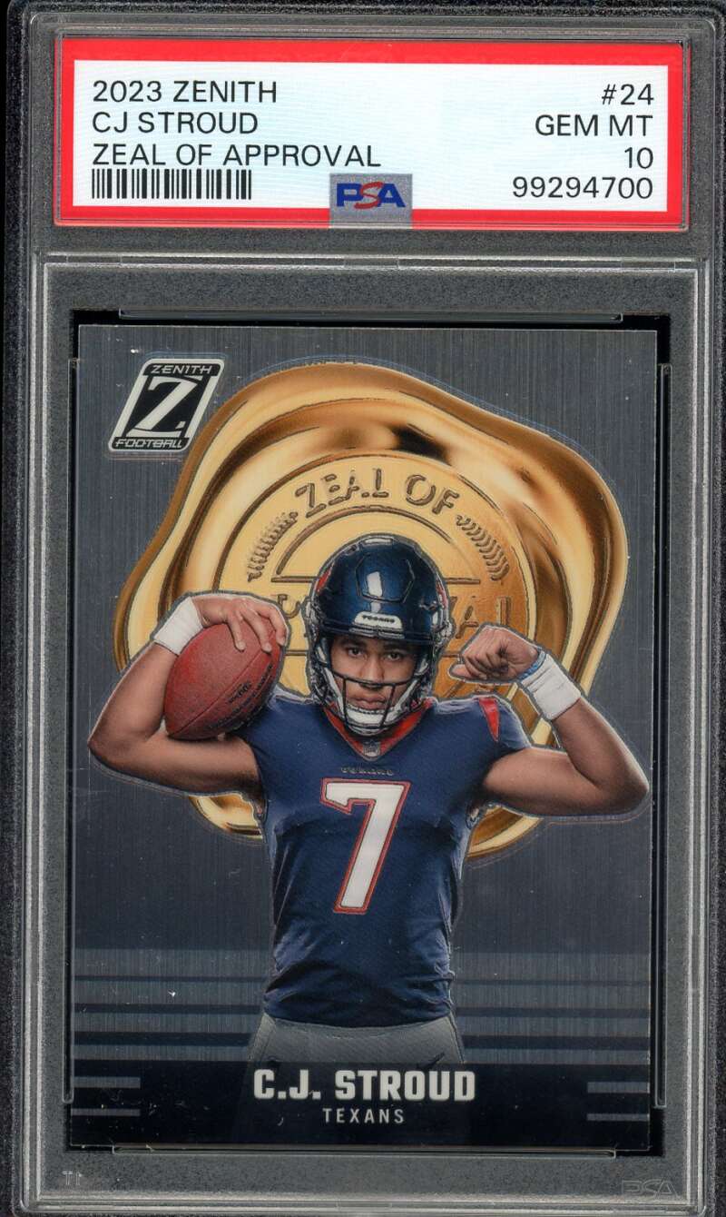 C.J. Stroud Rookie Card 2023 Zenith Zeal Of Approval #24 PSA 10 Image 1