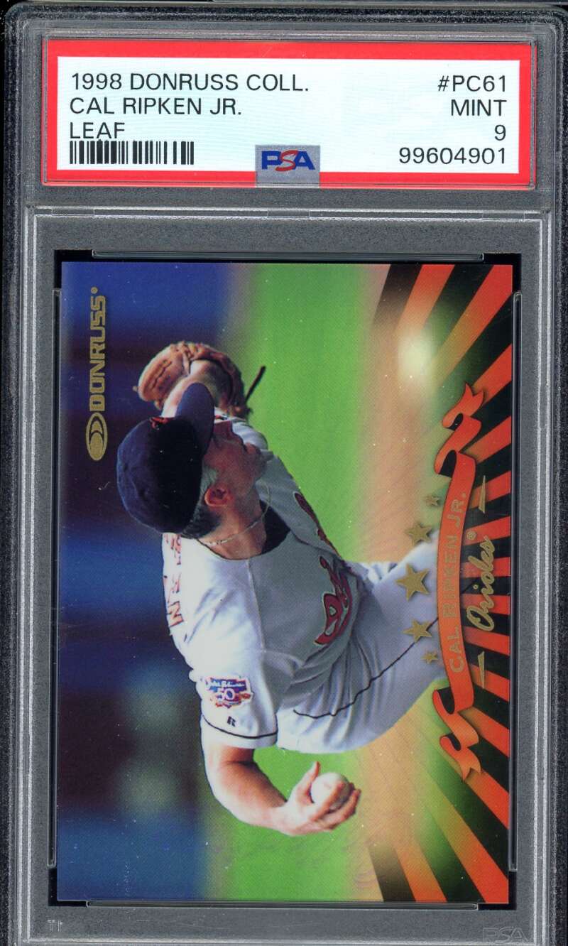 Cal Ripken Jr. Card 1998 Donruss Collection Leaf Refractor (pop 1) #PC61 PSA 9 Image 1