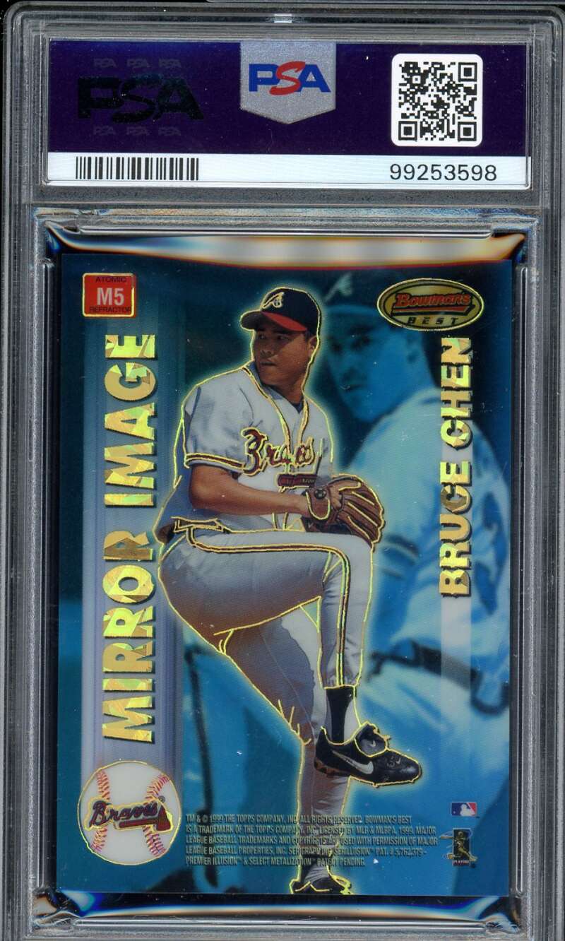 Greg Maddux/Bruce Chen 1999 Bowman's Best Atomic Refractor (pop 7) #M5 PSA 10 Image 2