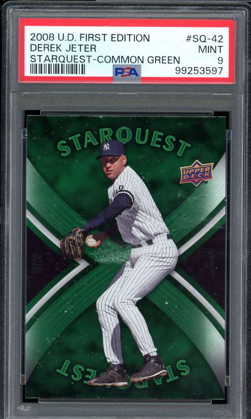 Derek Jeter Card 2008 U.D. First Edition Starquest Common Green #SQ-42 PSA 9 Image 1