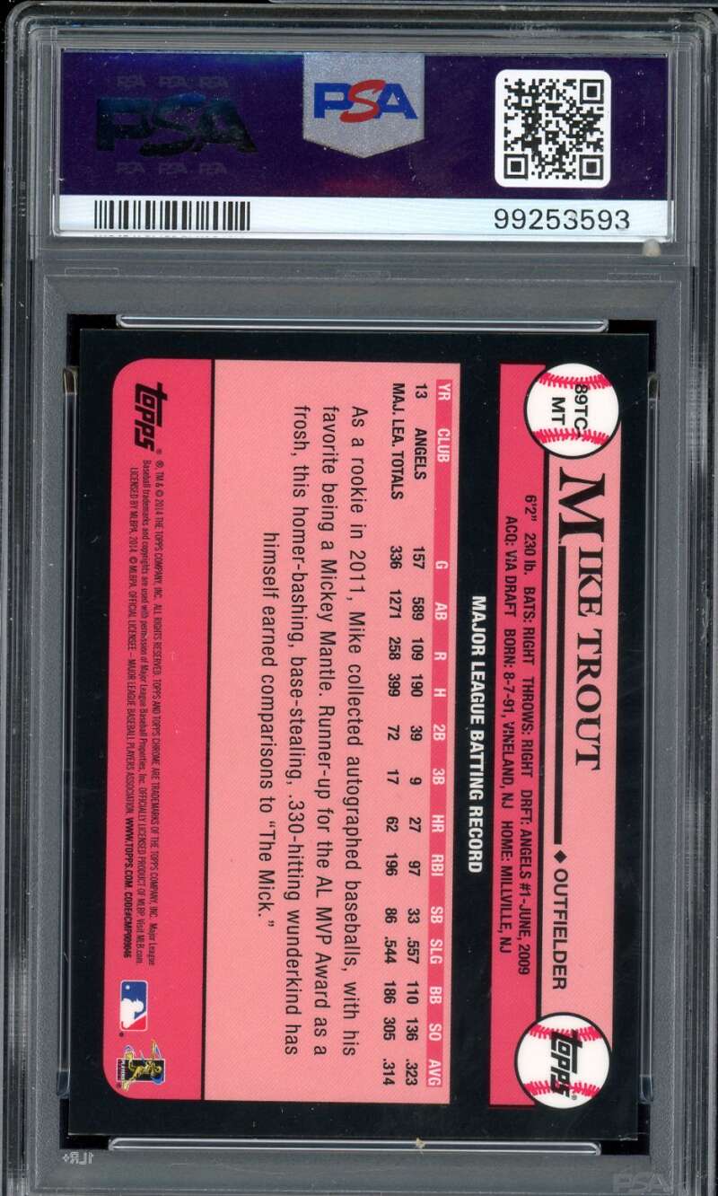 Mike Trout Card 2014 Topps Chrome 1989 Topps Chrome #MT PSA 9 Image 2