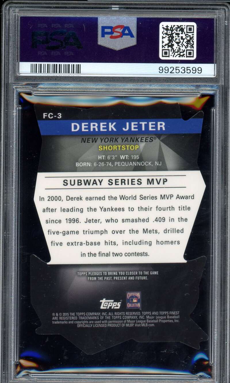 Derek Jeter Card 2015 Finest Finest Careers Die-Cuts #FC-3 (pop 3) PSA 9 Image 2